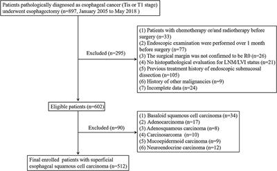 Risk factors of lymph node metastasis or lymphovascular invasion for superficial esophageal squamous cell carcinoma: A practical and effective predictive nomogram based on a cancer hospital data